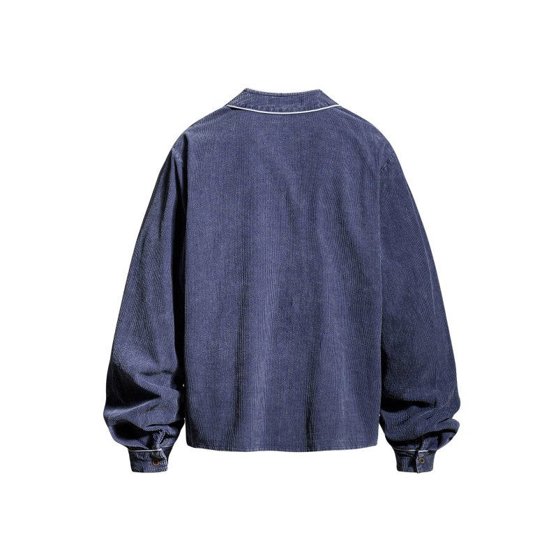 画像3: American Retro V-Neck Corduroy Baseball Jacket blouson  ユニセックス男女兼用 アメリカンレトロVネックコーデュロイベースボールジャケット ブルゾン (3)