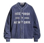画像1: American Retro V-Neck Corduroy Baseball Jacket blouson  ユニセックス男女兼用 アメリカンレトロVネックコーデュロイベースボールジャケット ブルゾン (1)