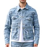 画像4: Fringed Distressed Denim Jacket blouson  ユニセックス 男女兼用 フリンジダメージデニムGジャンジャケット ブルゾン (4)