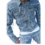 画像3: Fringed Distressed Denim Jacket blouson  ユニセックス 男女兼用 フリンジダメージデニムGジャンジャケット ブルゾン (3)