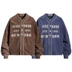画像7: American Retro V-Neck Corduroy Baseball Jacket blouson  ユニセックス男女兼用 アメリカンレトロVネックコーデュロイベースボールジャケット ブルゾン (7)