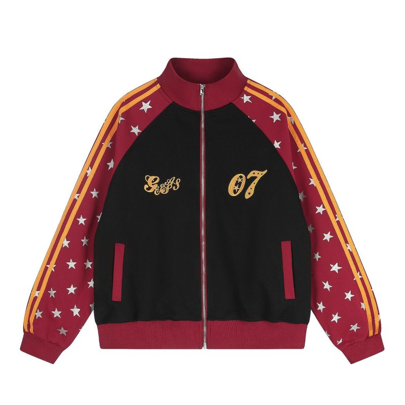 画像2: Y2K Color-Block Star-Print Stand-Collar Zip-Up Baseball Jacket blouson  ユニセックス男女兼用 Y2Kカラーブロックスター星柄スタンドカラージップアップジャケットブルゾン (2)