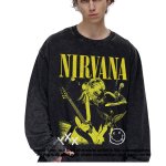 画像5: Unisex Nirvana Smile & Photo vintage style Print  Long Sleeve T-Shirt  ニルヴァーナ ヴィンテージスタイルスマイル＆フォト プリント 長袖 ラウンドネック Tシャツ ユニセックス 男女兼用 バンドT (5)