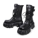 画像2: Metallic rock-style platform boots　男女兼用ユニセックスレザージッププラットフォームメタリックロックブーツ (2)