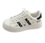 画像1: Ｗomen's Two-Stripe Hello Kitty Leather Sneakers Soles　2本ラインキティーレースアップレザースニーカー (1)