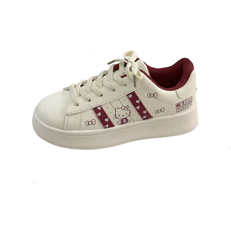 画像2: Ｗomen's Two-Stripe Hello Kitty Leather Sneakers Soles　2本ラインキティーレースアップレザースニーカー (2)