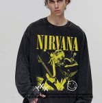 画像7: Unisex Nirvana Smile & Photo vintage style Print  Long Sleeve T-Shirt  ニルヴァーナ ヴィンテージスタイルスマイル＆フォト プリント 長袖 ラウンドネック Tシャツ ユニセックス 男女兼用 バンドT (7)