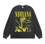 画像2: Unisex Nirvana Smile & Photo vintage style Print  Long Sleeve T-Shirt  ニルヴァーナ ヴィンテージスタイルスマイル＆フォト プリント 長袖 ラウンドネック Tシャツ ユニセックス 男女兼用 バンドT (2)