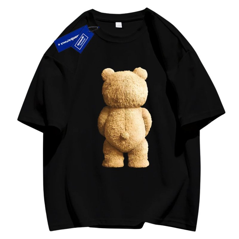 画像2: Unisex shot from behind printing bearT-shirt  男女兼用 ユニセックス オーバーサイズ バックプリント ベア クマ 熊 半袖Tシャツ (2)