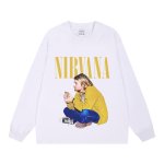 画像2: Unisex Nirvana Kurt Cobain Long-Sleeve vintage style Print  T-Shirt  ニルヴァーナカート・コバーン ヴィンテージスタイルプリント 長袖 ラウンドネック Tシャツ ユニセックス 男女兼用 バンドT (2)