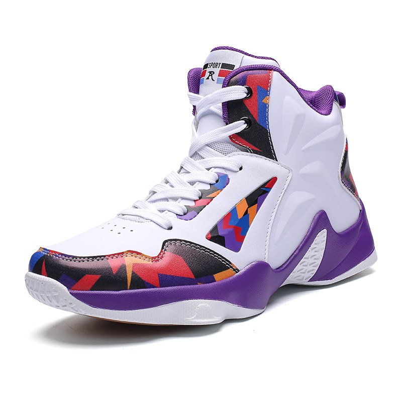 画像1: Unisex Leather high-top lace-up basketball sneakers　ユニセックス男女兼用レザーハイカットバスケットボールレースアップスニーカー (1)