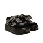 画像2: Unisex Metallic platform leather lace-up sneakers　ユニセックス男女兼用メタル厚底プラットフォームレザーレースアップスニーカースニーカー (2)