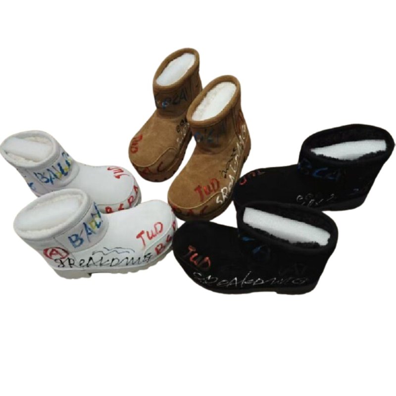 画像6: Mickey Mouse Head Graffiti Sheepskin Boots – Platform Short Boots　ミッキーマウスヘッドグラフィティシープスキンブーツ 厚底ショートブーツ (6)