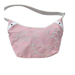 画像5: Hello Kitty Denim Embroidered Croissant Half-Moon Tote/Shoulder/Crossbody Bag　ハローキティデニム刺繍クロワッサン半月トートショルダーバッグクロスボディバッグ (5)