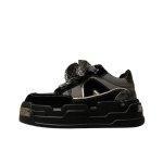 画像4: Unisex Metallic platform leather lace-up sneakers　ユニセックス男女兼用メタル厚底プラットフォームレザーレースアップスニーカースニーカー (4)