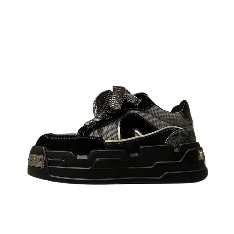 画像4: Unisex Metallic platform leather lace-up sneakers　ユニセックス男女兼用メタル厚底プラットフォームレザーレースアップスニーカースニーカー (4)