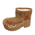 画像1: Mickey Mouse Head Graffiti Sheepskin Boots – Platform Short Boots　ミッキーマウスヘッドグラフィティシープスキンブーツ 厚底ショートブーツ (1)