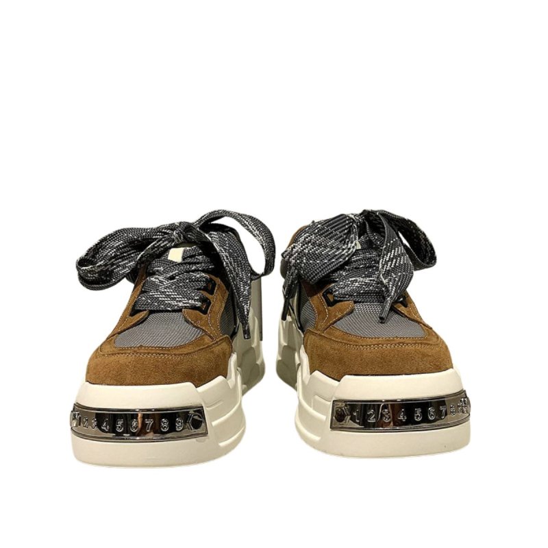 画像5: Unisex Metallic platform leather lace-up sneakers　ユニセックス男女兼用メタル厚底プラットフォームレザーレースアップスニーカースニーカー (5)