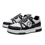 画像1: Daisy embroidered leather lace-up sneakers shoes ユニセックス 男女兼用デイジー刺繍レザー レースアップスニーカー (1)