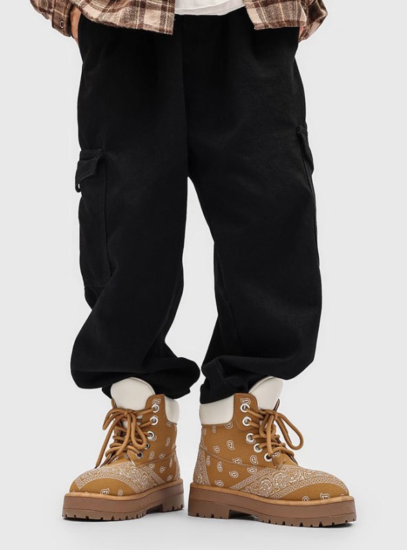 画像6: Paisley-pattern high-top platform combat boots　男女兼用ユニセックスレザーペイズリーバンダナ柄プラットフォームハイカットマーティンブーツ (6)