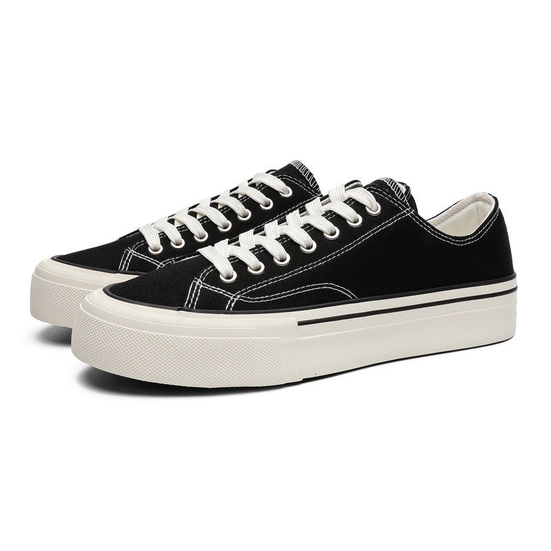 画像4: Unisex Leopard & Black Canvas Platform Lace-Up Sneakers ユニセックス男女兼用レオパード＆ブラックレースアッププラットフォームスニーカー (4)