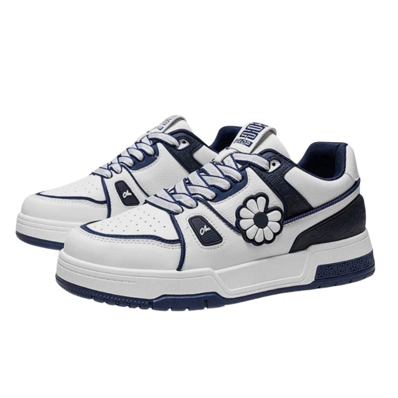 画像4: Daisy embroidered leather lace-up sneakers shoes ユニセックス 男女兼用デイジー刺繍レザー レースアップスニーカー (4)