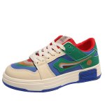 画像2: 25 Pop color Rainbow smile graphic leather lace-up sneakers 男女兼用ユニセックスポップカラー レインボースマイル ニコちゃん グラフィックレースアップレザースニーカー (2)