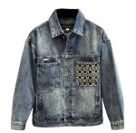 画像4: Denim Jacket with Pocket H-Point Detail Jacket blouson  ユニセックス男女兼用 ポケットHポイントデニムGジャンジャケットブルゾン (4)