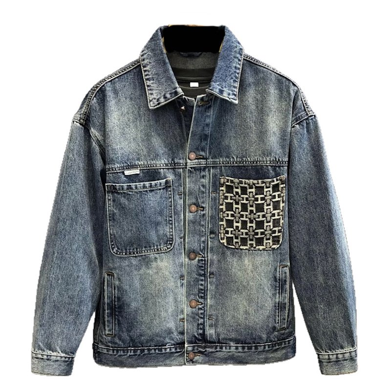 画像4: Denim Jacket with Pocket H-Point Detail Jacket blouson  ユニセックス男女兼用 ポケットHポイントデニムGジャンジャケットブルゾン (4)