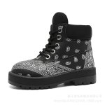 画像1: Paisley-pattern high-top platform combat boots　男女兼用ユニセックスレザーペイズリーバンダナ柄プラットフォームハイカットマーティンブーツ (1)