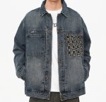 画像2: Denim Jacket with Pocket H-Point Detail Jacket blouson  ユニセックス男女兼用 ポケットHポイントデニムGジャンジャケットブルゾン (2)
