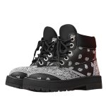画像3: Paisley-pattern high-top platform combat boots　男女兼用ユニセックスレザーペイズリーバンダナ柄プラットフォームハイカットマーティンブーツ (3)