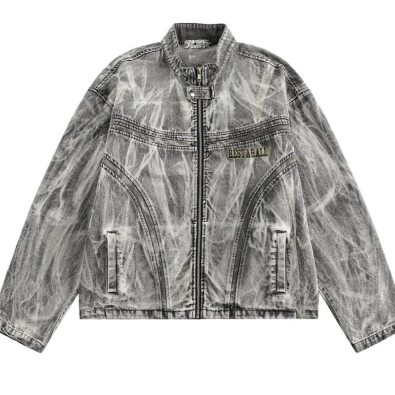 画像3: Distressed Zip-Up Denim Jacket Numbering 25 blouson  ユニセックス男女兼用 ウォッシュデニムナンバー25Gジャンジャケットブルゾン (3)