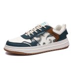 画像1: Paisley-accented leather lace-up sneakers shoes ユニセックス 男女兼用ペイズリーバンダナ柄ポイントレザー レースアップスニーカー (1)
