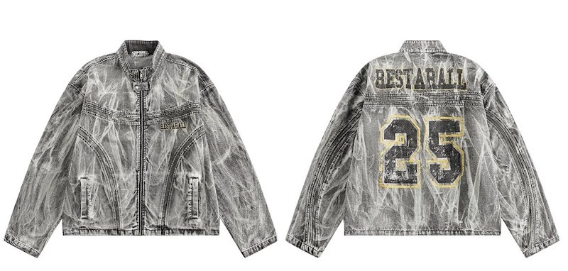 画像5: Distressed Zip-Up Denim Jacket Numbering 25 blouson  ユニセックス男女兼用 ウォッシュデニムナンバー25Gジャンジャケットブルゾン (5)