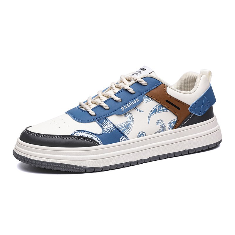 画像2: Paisley-accented leather lace-up sneakers shoes ユニセックス 男女兼用ペイズリーバンダナ柄ポイントレザー レースアップスニーカー (2)