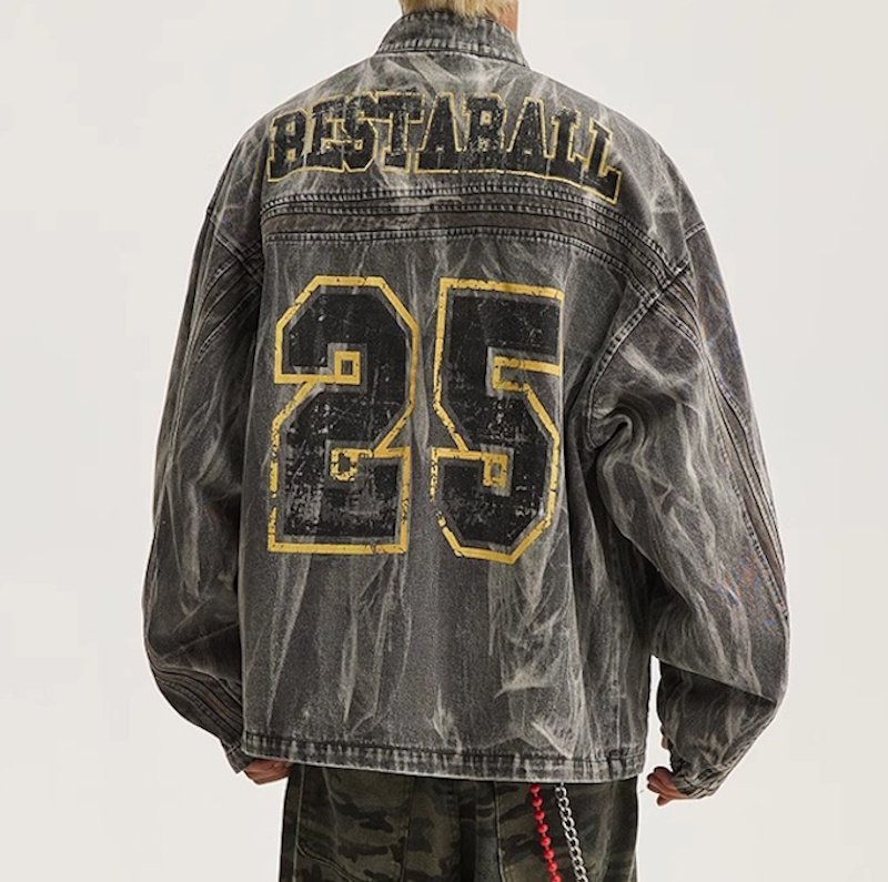 画像4: Distressed Zip-Up Denim Jacket Numbering 25 blouson  ユニセックス男女兼用 ウォッシュデニムナンバー25Gジャンジャケットブルゾン (4)