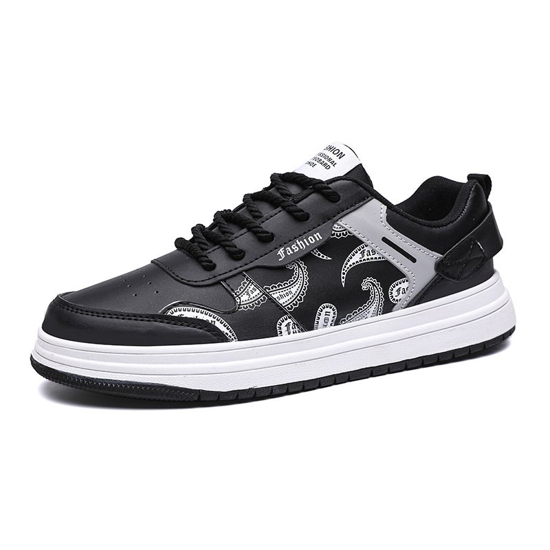 画像3: Paisley-accented leather lace-up sneakers shoes ユニセックス 男女兼用ペイズリーバンダナ柄ポイントレザー レースアップスニーカー (3)