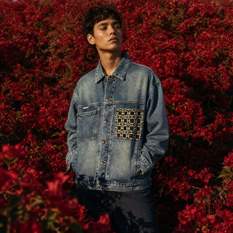 画像3: Denim Jacket with Pocket H-Point Detail Jacket blouson  ユニセックス男女兼用 ポケットHポイントデニムGジャンジャケットブルゾン (3)