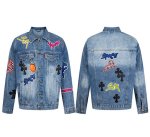 画像1: Cross-Embroidered Denim Jacket blouson  ユニセックス男女兼用 クロス刺繍Gジャンジャケットブルゾン (1)