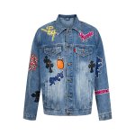 画像2: Cross-Embroidered Denim Jacket blouson  ユニセックス男女兼用 クロス刺繍Gジャンジャケットブルゾン (2)