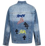画像3: Cross-Embroidered Denim Jacket blouson  ユニセックス男女兼用 クロス刺繍Gジャンジャケットブルゾン (3)