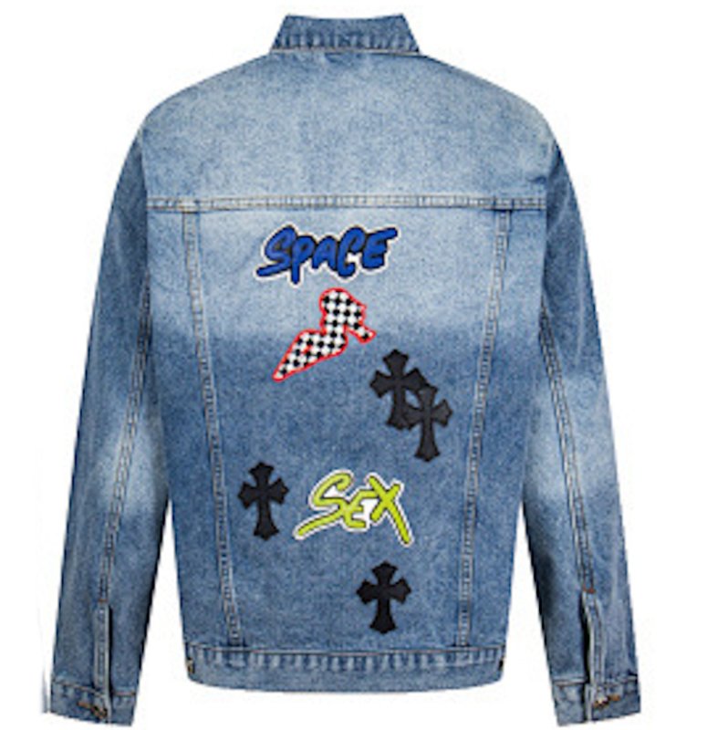 画像3: Cross-Embroidered Denim Jacket blouson  ユニセックス男女兼用 クロス刺繍Gジャンジャケットブルゾン (3)