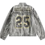 画像2: Distressed Zip-Up Denim Jacket Numbering 25 blouson  ユニセックス男女兼用 ウォッシュデニムナンバー25Gジャンジャケットブルゾン (2)