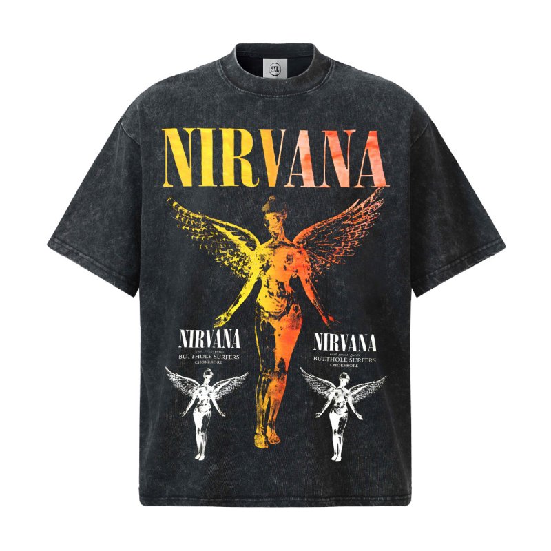 画像4:  Unisex Nirvana Classic Angel Short-Sleeve T-Shirt  男女兼用 ユニセックス ニルヴァーナクラシックエンジェル半袖Tシャツプリント   (4)