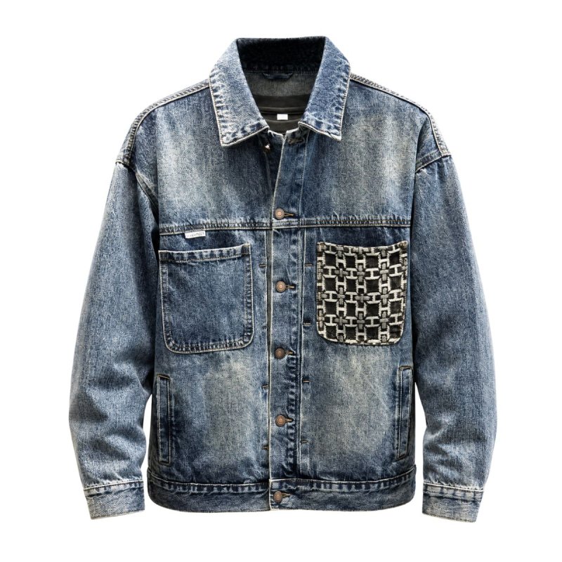 画像1: Denim Jacket with Pocket H-Point Detail Jacket blouson  ユニセックス男女兼用 ポケットHポイントデニムGジャンジャケットブルゾン (1)