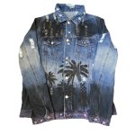 画像3: Distressed Palm Tree Print Denim Jacket blouson  ユニセックス男女兼用 ダメージパームツリープリントGジャンジャケットブルゾン (3)