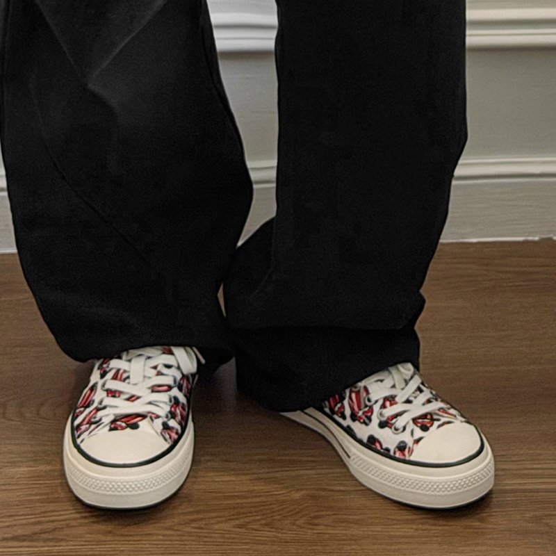 画像4: Tongue Printed Canvas Lace-Up Sneakers shoes ユニセックス 男女兼用ベロプリントキャンバス レースアップスニーカー (4)