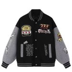 画像2: Casino-Embroidered Varsity Jacket Baseball-Style BASEBALL JACKET baseball uniform jacket blouson  ユニセックス 男女兼用 カジノ刺繍 スタジアムジャンパー スタジャンジャケット ブルゾン (2)