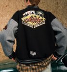 画像4: Casino-Embroidered Varsity Jacket Baseball-Style BASEBALL JACKET baseball uniform jacket blouson  ユニセックス 男女兼用 カジノ刺繍 スタジアムジャンパー スタジャンジャケット ブルゾン (4)